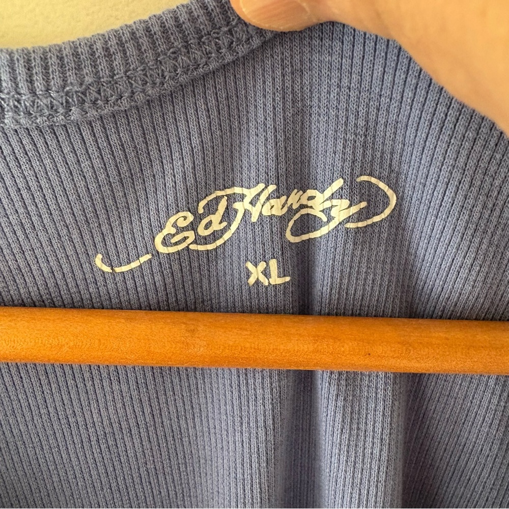 Ed Hardy Butterflies Rib Tank Dress in Pale Blue. Size XL. - Picture 7 of 12